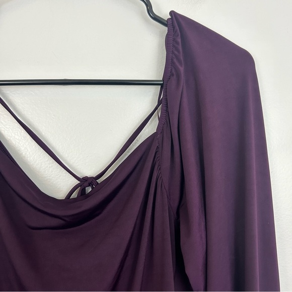 NWT Lush Davos Square Neck Back Tie Knit Purple Balloon Sleeve Top Size Large - Picture 5 of 10